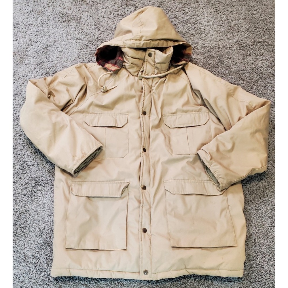 Vintage Sears Roebuck Barn Chore Lined Jacket Coat Hooded Large Full Zip & Snap